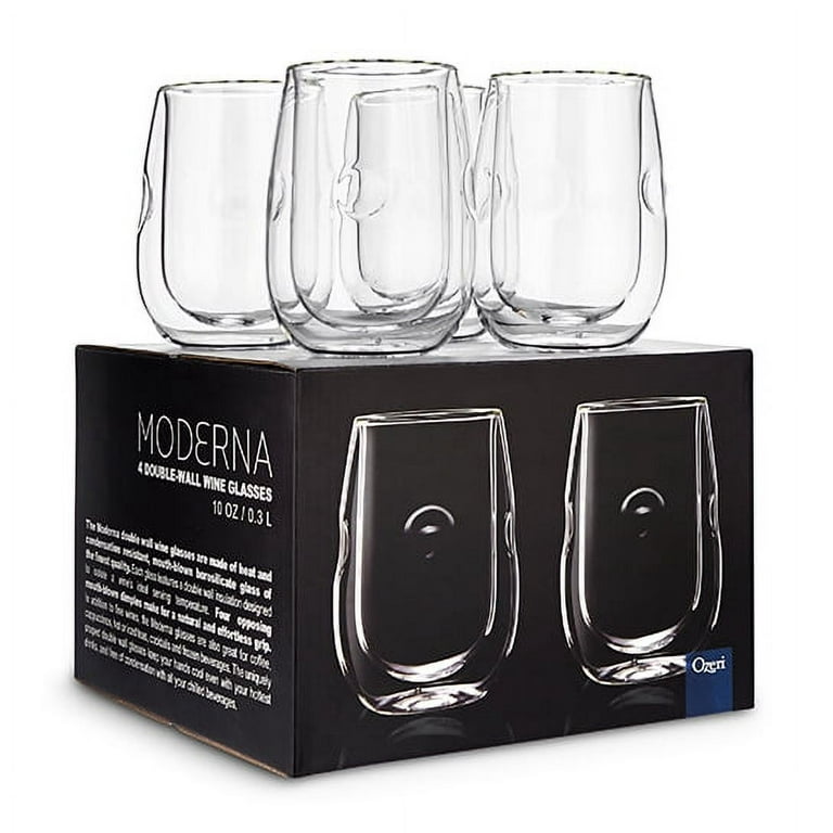 Moderna Artisan Series Double Wall Insulated Wine Glasses - Set of 4 Wine  and Beverage Glasses