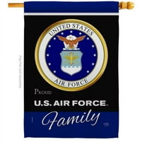 Breeze Decor H108414-BO 28 x 40 in. Air Force Proudly Family House Flag with Armed Forces Double-Sided Decorative Vertical Flags Decoration Banner Garden Yard Gift