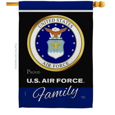 Breeze Decor H108414-BO 28 x 40 in. Air Force Proudly Family House Flag with Armed Forces Double-Sided Decorative Vertical Flags Decoration Banner Garden Yard Gift