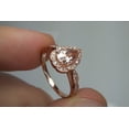thumbnail image 2 of Bluebelljewels Pear Cut Peach Morganite 14K Rose Gold Finish Silver Engagement Wedding Halo Ring, 2 of 8