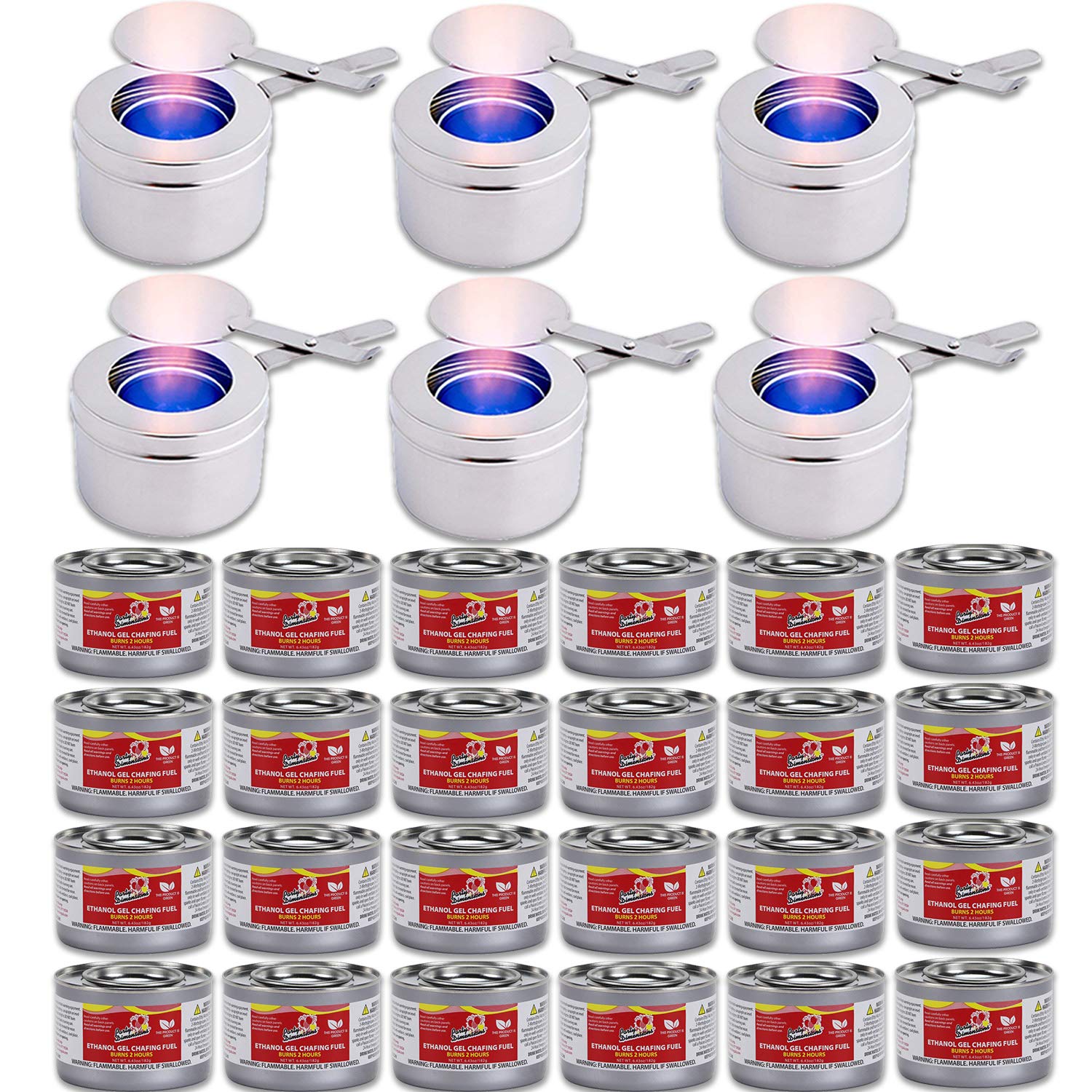 Chafing Dish Fuel Cans and Fuel Holders kit Includes 24 Ethanol Gel