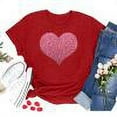 thumbnail image 1 of Femmes Tops Femmes Été Tops 2023 Femmes T-Shirt Scintillant Coeur Graphique Saint-Valentin à Manches Courtes T-Shirts Rouge, 1 of 4