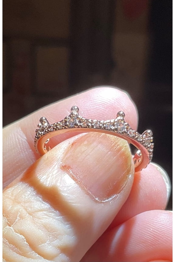 Sparkling Princess Crown Solitaire 14k Rose Gold Plated Band Ring