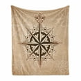 thumbnail image 1 of Compass Soft Flannel Fleece Throw Blanket, Abstract Navigation Sailing Method Navigation Theme Print, Cozy Plush for Indoor and Outdoor Use, 50" x 60", Brown Pale Brown, by Ambesonne, 1 of 6