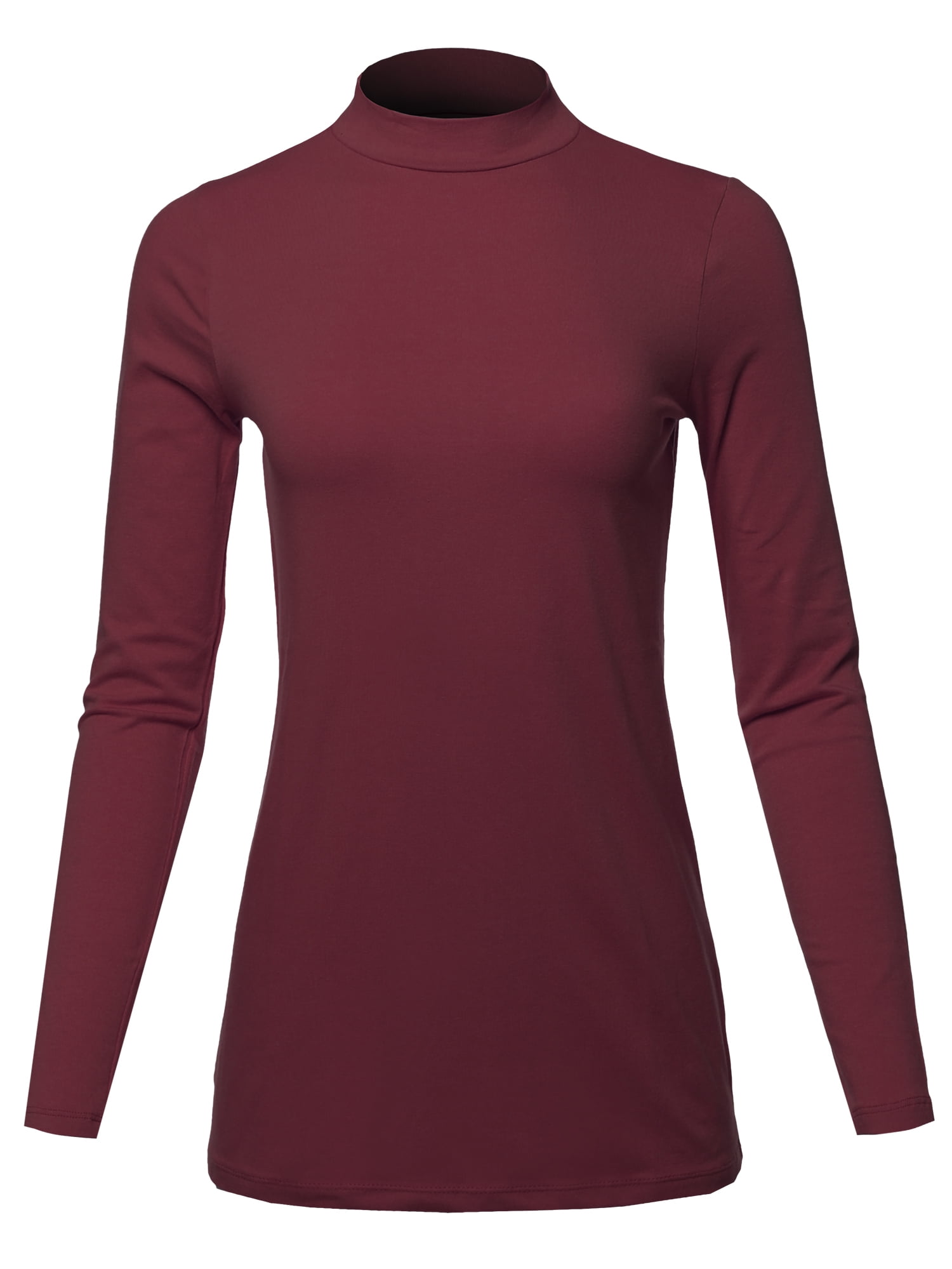 Download A2Y - A2Y Women's Basic Solid Soft Cotton Long Sleeve Mock ...
