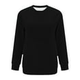 thumbnail image 3 of Qetyuw Women's Solid Color Basic Sweatshirt Fashion Side Pocket Pullover Long Sleeves Crew Neck Casual Sport Tops, 3 of 4