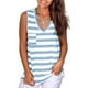 thumbnail image 4 of Camiseta de verano con cuello en V casual sin mangas con rayas de chaleco para mujer, azul, blanco, M Yuarrent AP002567-07, 4 of 5