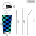thumbnail image 2 of 20 Oz Stainless Steel Vacuum Insulated Tumbler Colorful Gradient Checkered Coffee Cup with Lids and Straw Double Wall Water Travel Mug for Hot and Cold Drinks for Home Office, 2 of 5