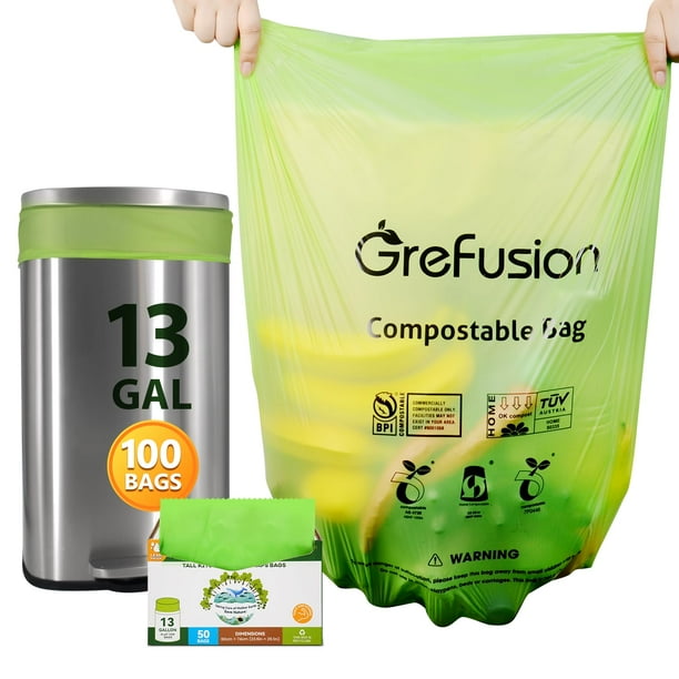 Bolsas compostables GreFusion para basura de cocina de más de 13 galones de altura