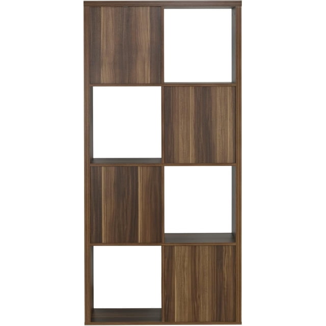Estantería Abierta de 8 Cubos de madera, Librero color Nogal