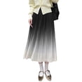 thumbnail image 4 of KMBANGI Jupe Midi Plissée à Taille Haute Élastique Dégradée pour Femmes, Taille Unique, 4 of 9