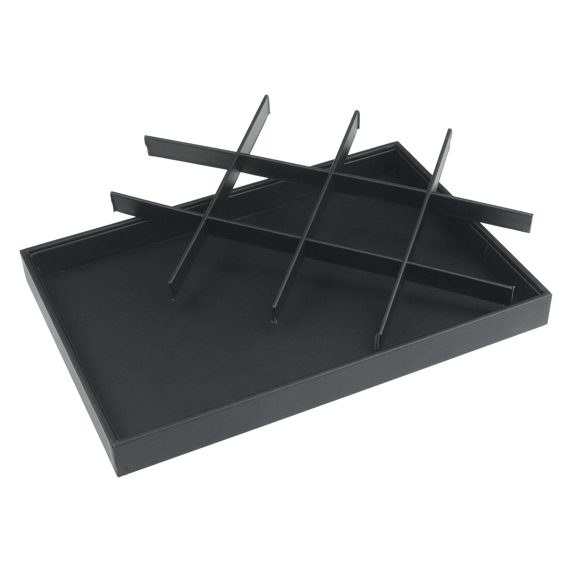 Unique Bargains  Stackable Jewelry Organizer Trays with Removable Dividers Black-12 Grid Tray
