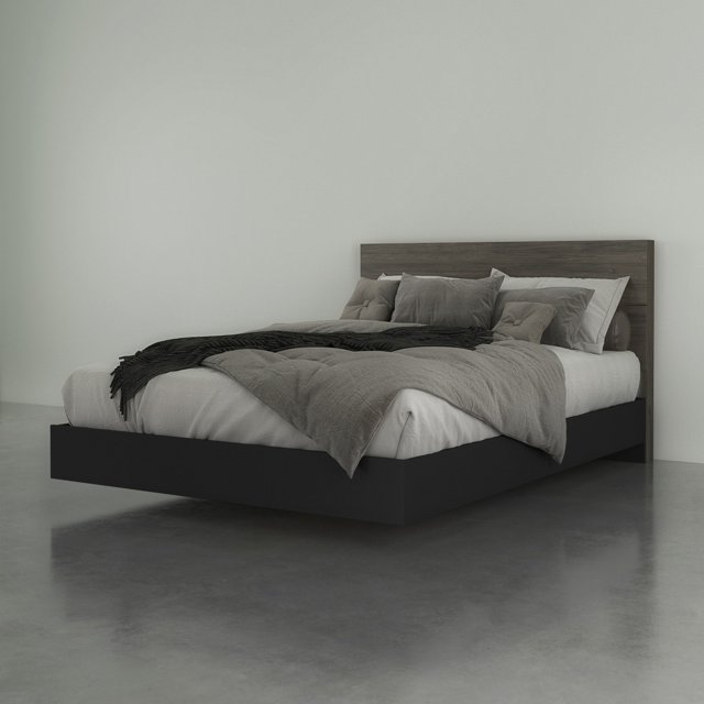 Nexera 2-Piece Bedset With Bed Frame And Headboard, Grey, Queen