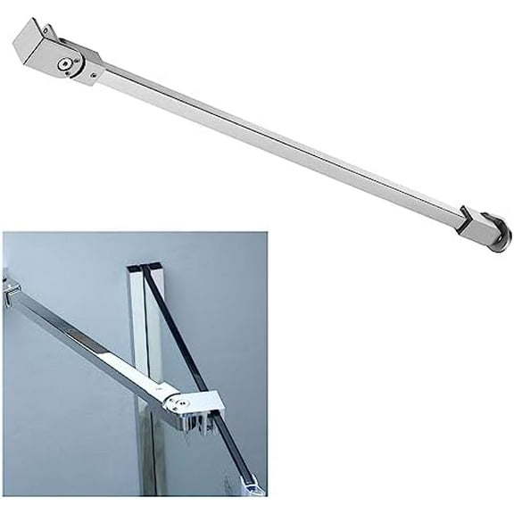 Stainless Steel Frameless Shower Door Fixed Panel Wall to Glass Support Bar for 1/4" to 3/8" Thick Glass by  (500mm / 19.7", Polished Chrome)