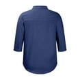 thumbnail image 5 of Odeerbi Shirts for Women V-Neck Solid Color Open Tube Button Fashion Casual Retro 3/4 Sleeve T-Shirt Tops Blouse Sky Blue, 5 of 6