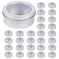thumbnail image 1 of 30 Pack 2 Ounce Metal Tin Cans - Round Empty Containers with Clear Top for Candles, Arts & Crafts, Storage in Kitchen, 1 of 5