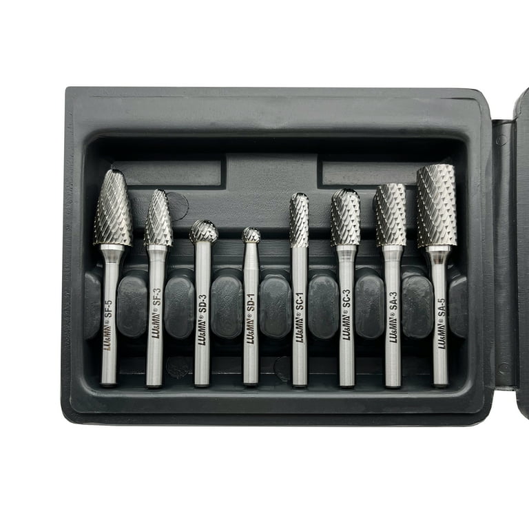 8Pcs Carbide Burr Set With 1/4 Inch Hex Shank,Double Cut Tungsten