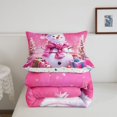 thumbnail image 5 of Erosebridal Winter Wonderland King Size Comforter Sets, Kawaii Xmas Snowman Comforters King Size, Pink, Christmas Reversible, 3pcs, 1 Comforter and 2 Pillowcases, 5 of 7