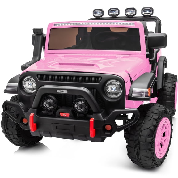Hikiddo 24V 2 Seater Ride on Truck, 4WD Electric Ride on Car Vehicle for Big Kids w/ Remote, Bluetooth - Rose Pink