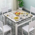 thumbnail image 2 of Yellow Flowers Elastic Edged Fitted Table Cover, Floral White Daisy Black Leaves Square Fitted Table Cloths, for Indoor Holiday Family Banquet and Outdoor Patio Use, Fits to 36 x 36 in Table, 2 of 4