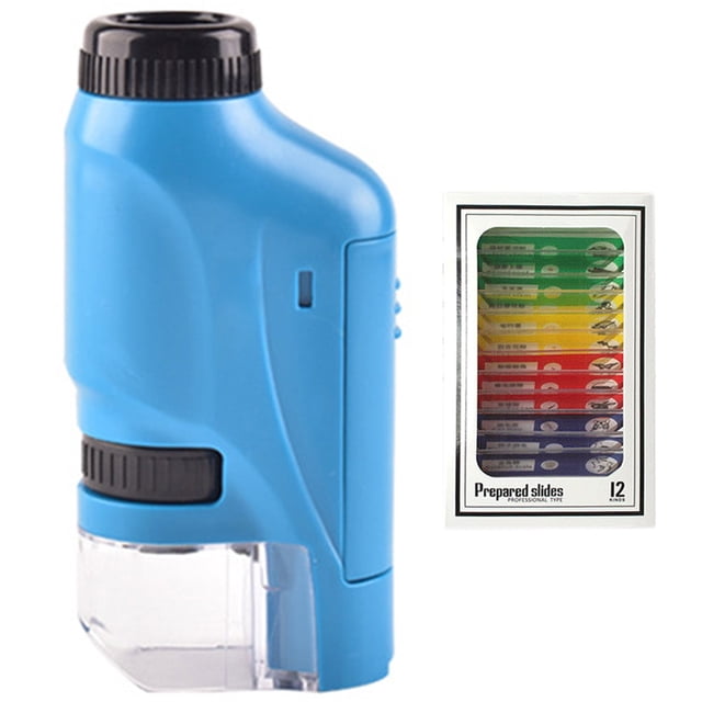 Eummy Microscopio de Bolsillo 60-120x Mini Microscopio Eléctrico con Luz LED Microscopio Portátil para Niños de Alta Definición con Especímenes para Niños Estudiantes Aprendizaje de Observación Microbiológica