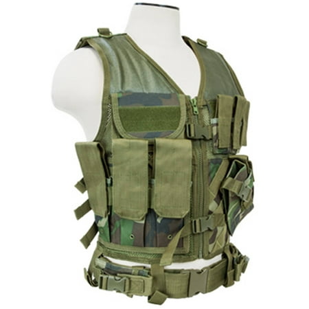 Tactical Vest, Larger Size, Woodland Camo (XL to