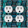 thumbnail image 1 of Metal Light Switch Plate Cover Safari African Tribal Art Pattern Teal SFR002, 1 of 13