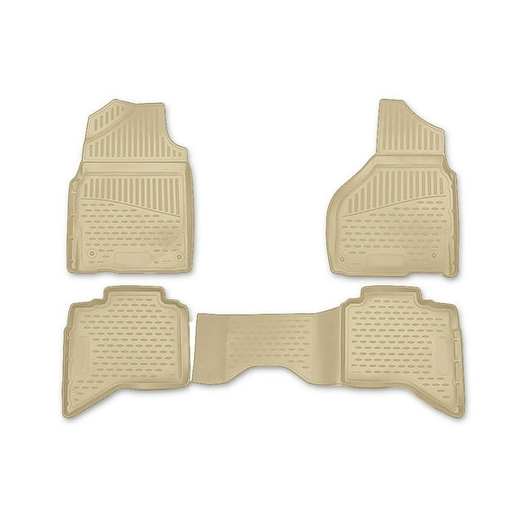 OMAC Floor Mats Liner for Dodge Ram Quad Cab 2012-2018 Beige TPE All-Weather 4x