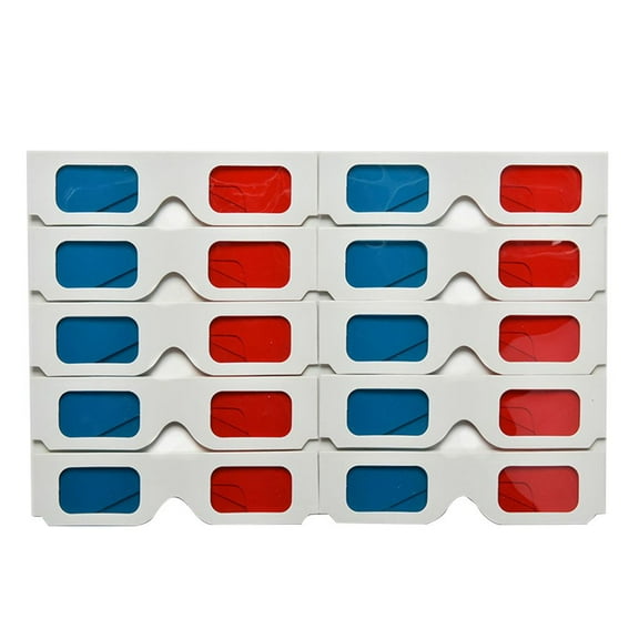 Worallymy Universal 10  Anaglyph Red & Blue Cardboard 3D Glasses with Paper Frames, 10 Pieces per Set