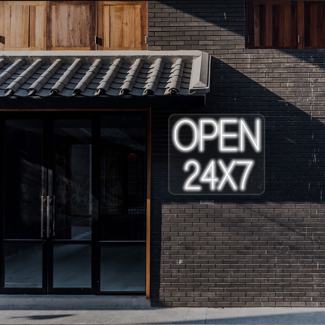 Open 24x7 Sign (White, 36"(W)x30"(H))