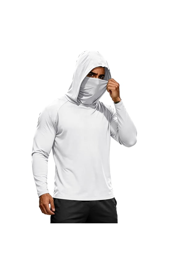 Men's UPF 50+ Sun Protection Jacket, Lightweight Hooded Windbreaker with Zip Pockets, Breathable Outdoor Performance Gear for Fishing, Hiking, Running