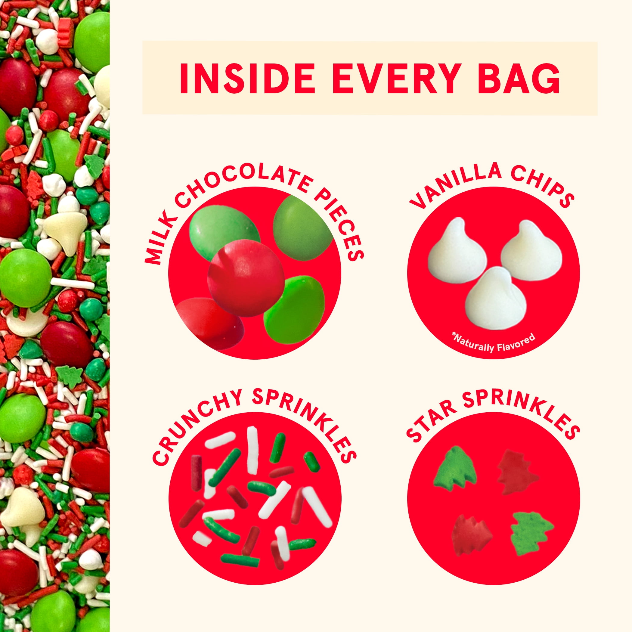 (2 pack) Fancy Sprinkles Holiday Baking Confetti with Christmas Sprinkles and Chocolate Pieces, 8 oz Bag
