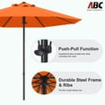 thumbnail image 6 of ABCCANOPY 10ft Outdoor Market Hand Push Patio Umbrella,12+Colors, Orange, 6 of 8