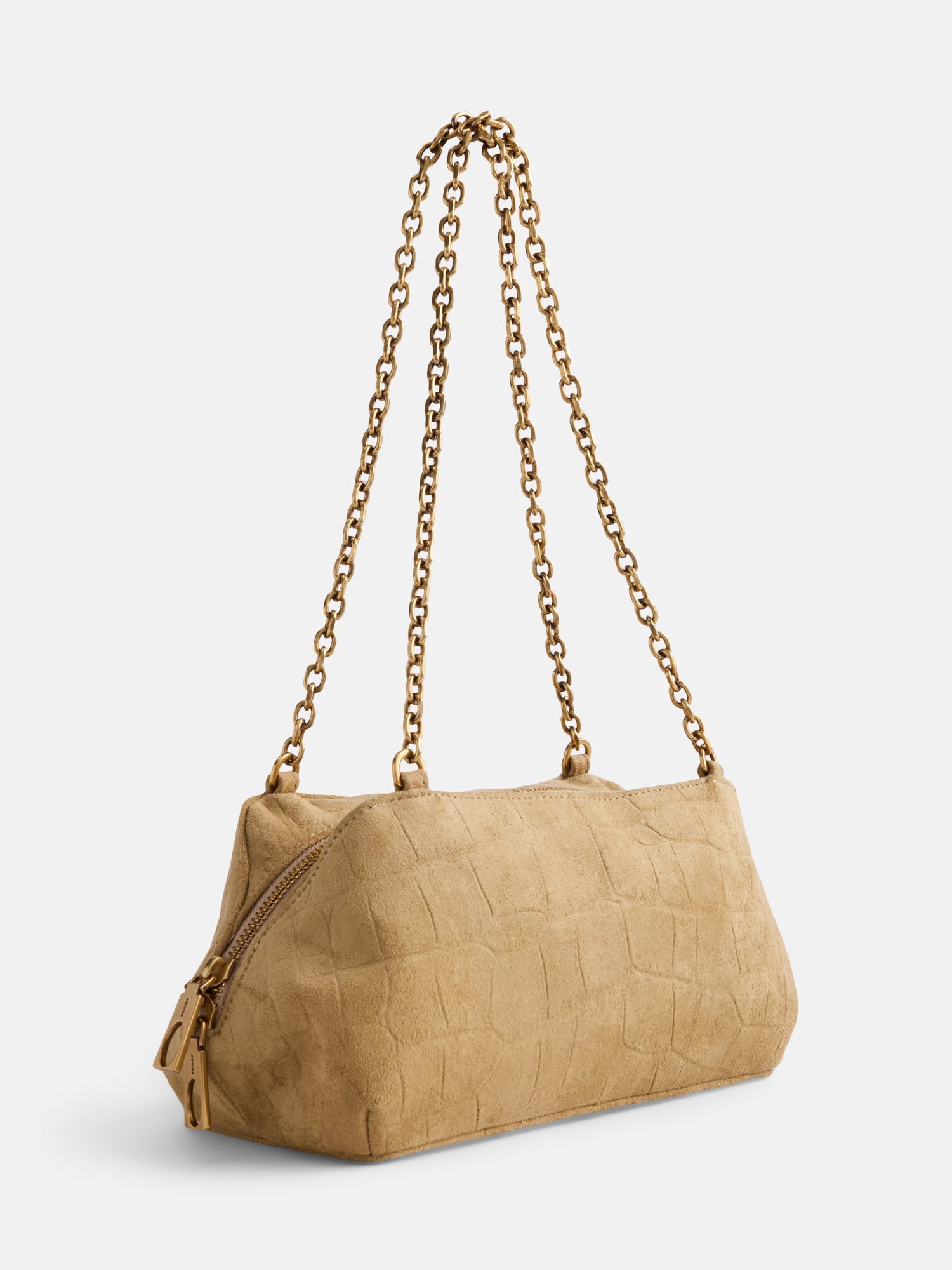 Scoop Women's Faux Suede Chain Shoulder Bag, Dusty Camel