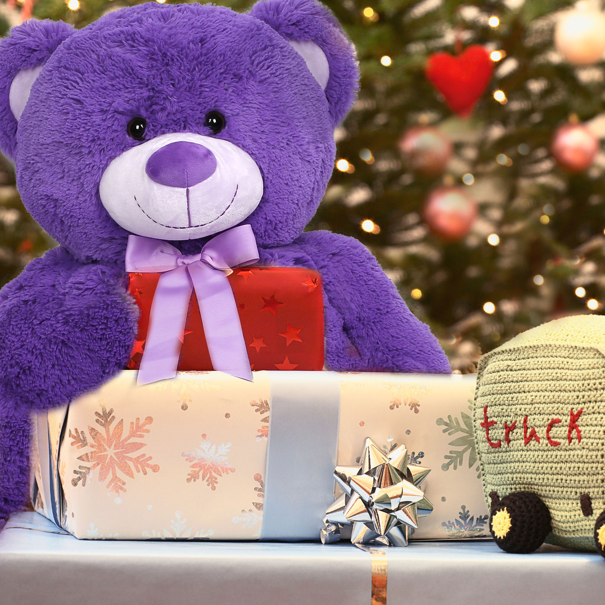 LotFancy 39" Giant Teddy Bear Stuffed Animal, Bear Plush Toy with Footprints for Kids Adult, Purple - image 3 of 9