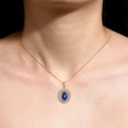 thumbnail image 4 of RYLOS Matching Jewelry Set 14K Yellow Gold Princess Diana Inspired Ring & Necklace W/ 18" Chain Gemstone & Diamonds 8X6MM Blue Star Sapphire Birthstone; Size 8, 4 of 10