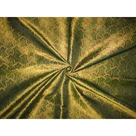 Silk Brocade fabric Green Colour 44" wide BRO178[2]
