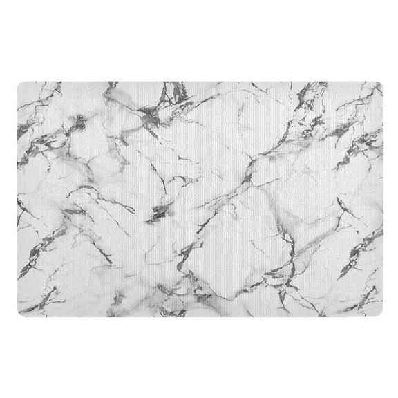 Ryvnso White Marble Door Mats Outdoor Indoor Entrance Low Profile Floor Rugs 32"x20" Carpet