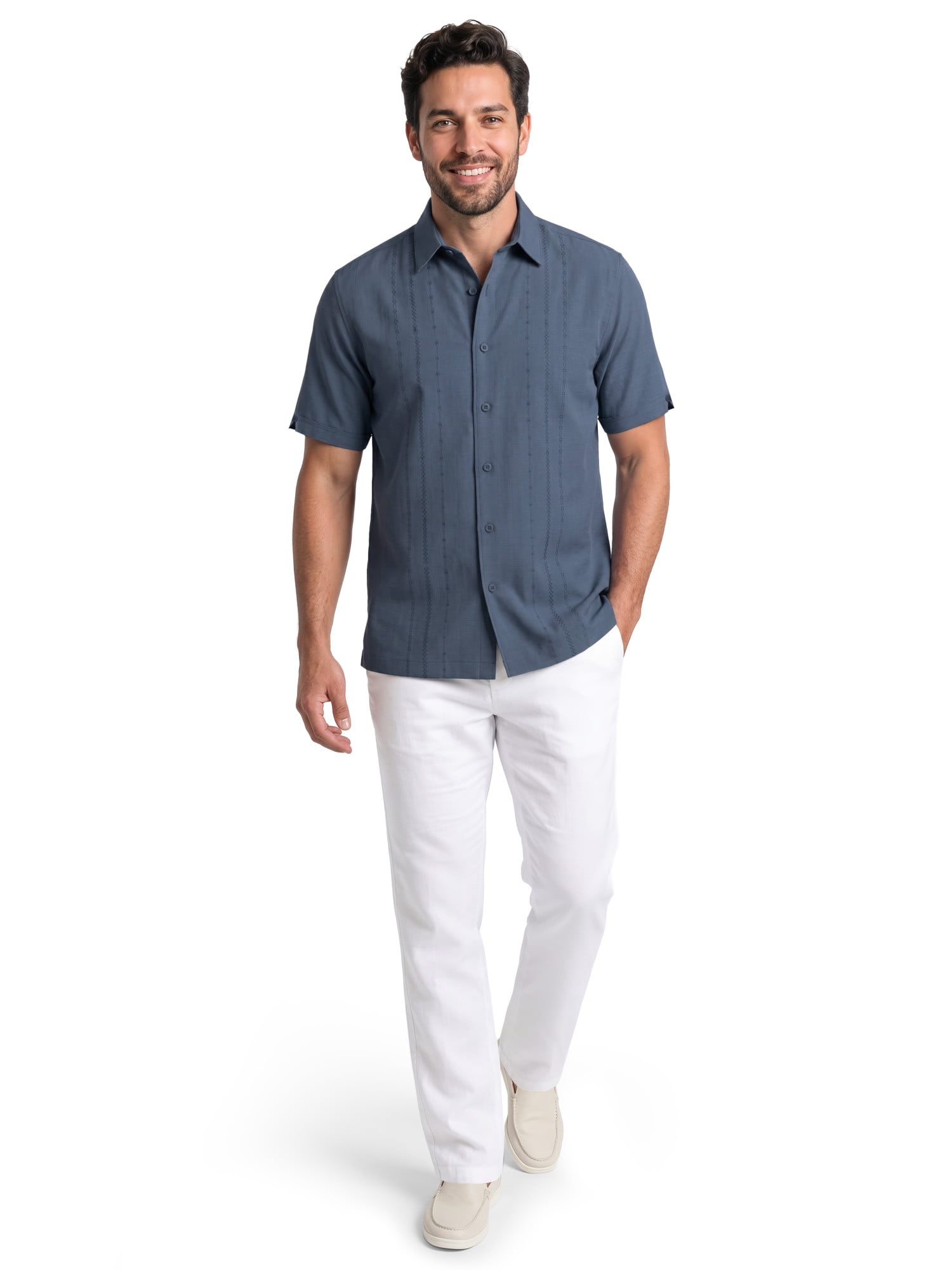Cafe Luna Men's & Big Men's Geo Panel Print Short Sleeve Button Down Shirt, Sizes S-5XL