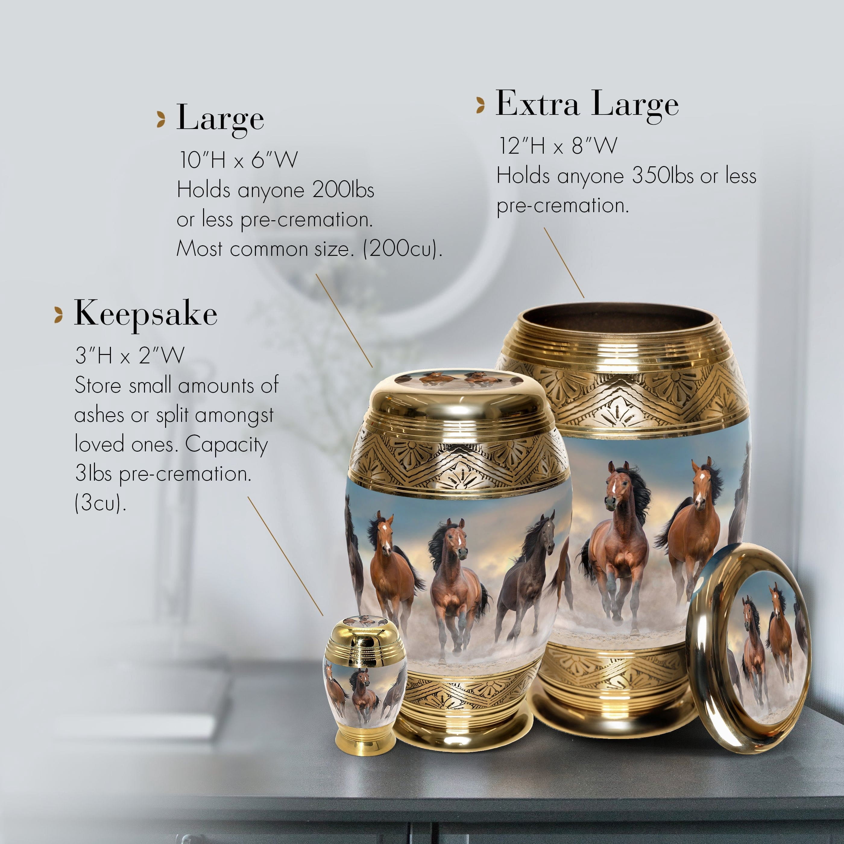 Wild Horses Cremation Urns for Human Ashes Adult Urns for Cremation Ashes Urns for Adult Cremation Ashes Urns for Ashes Cremation Urns for Human Ashes Adult 200 Cubic Inches Small