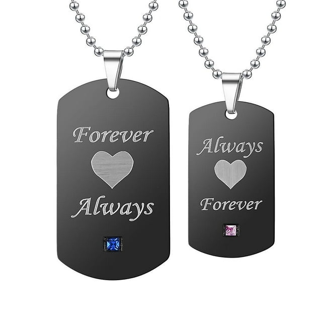 Collares para parejas Thintom, conjunto a juego para él y para ella, collar con colgante de pareja de acero inoxidable de titanio