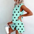 thumbnail image 3 of Morttic Women's Polka Dot 2 Piece Outfit – Sleeveless Crew Neck Tank Top & Side Slit Skort Set Summer Casual for Daily Wear Green，M, 3 of 6