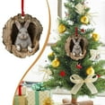 thumbnail image 4 of Taicans ‌forest Animal Christmas Tree Ornaments - 4 Woodland Animal Hollow Log Decorations (Deer,Squirrel,Rabbit,Marmot) - Holiday Decor for Tree,Fireplace,Mantel - Rustic Christmas Decorations‌, 4 of 4