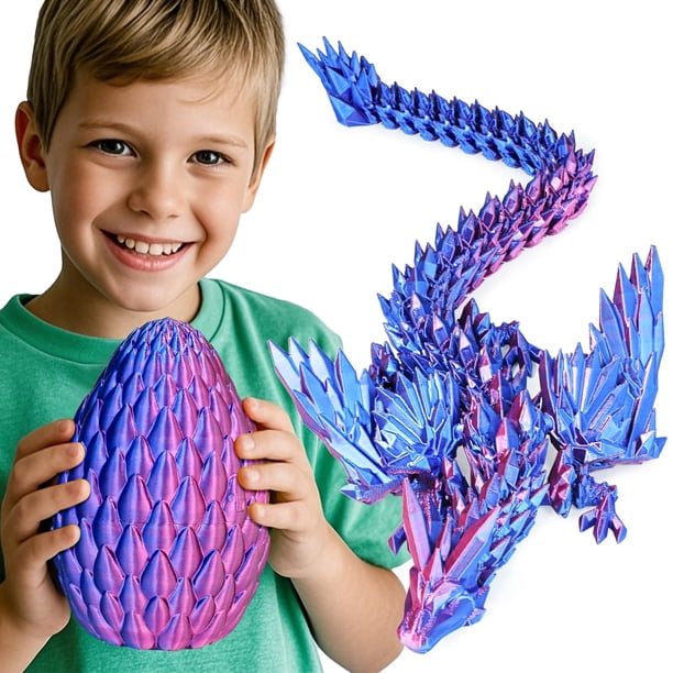 Figura de juguete Olee Odee impresa en 3D con huevo de dragón morado L