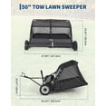 thumbnail image 2 of 50" Lawn Sweeper Tow Behind, 28 Cu.Ft Capacity Pull Behind Yard Sweeper Large Leaf Collector, Leaf & Grass Catcher with Adjustable Brush Height & Dump from Seat Handle for Yard, Farm, Garden, 2 of 6