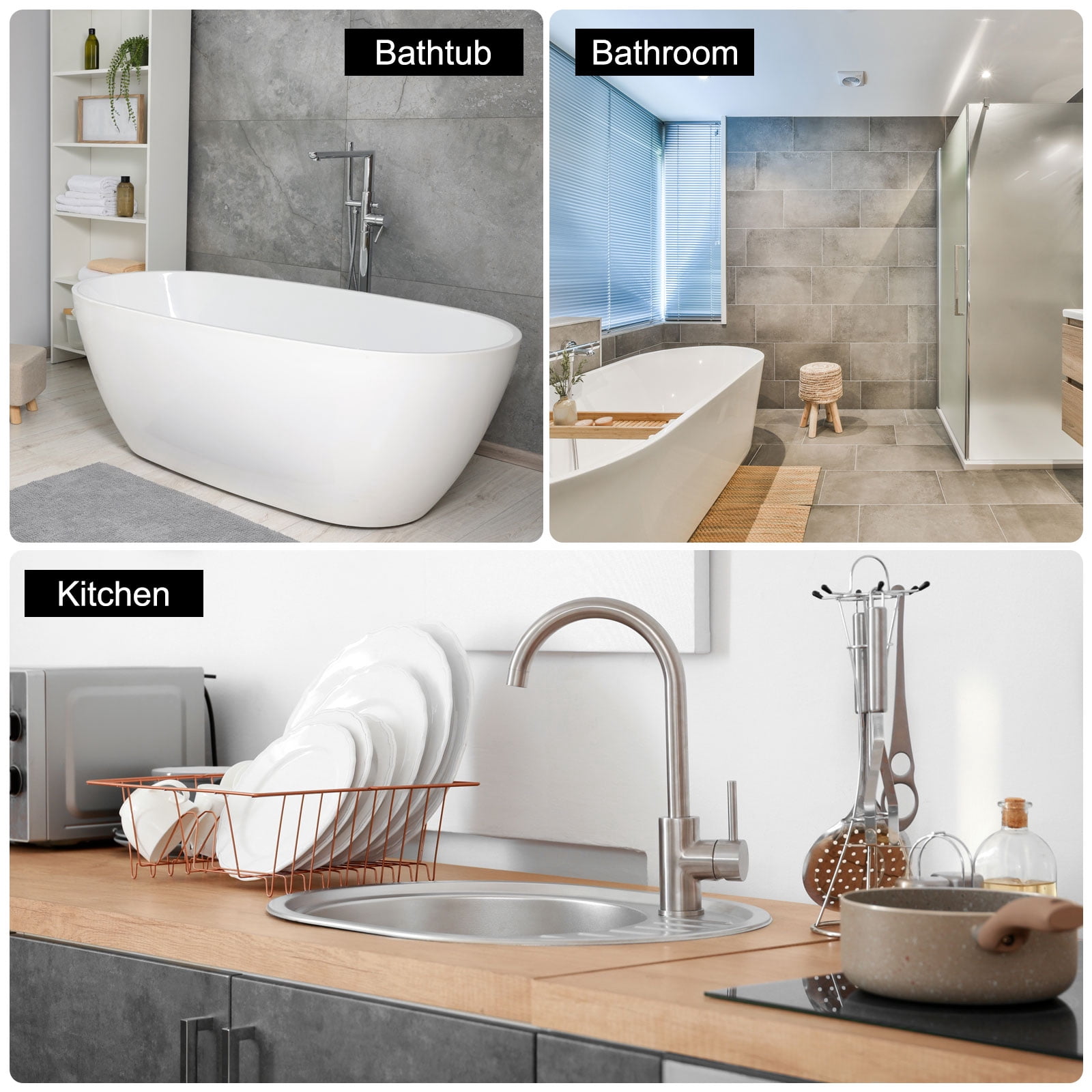 Unique Bargains Shower Drain Hair Catcher Silicone Strainer for Bathroom 5.7" Grey 5Pcs