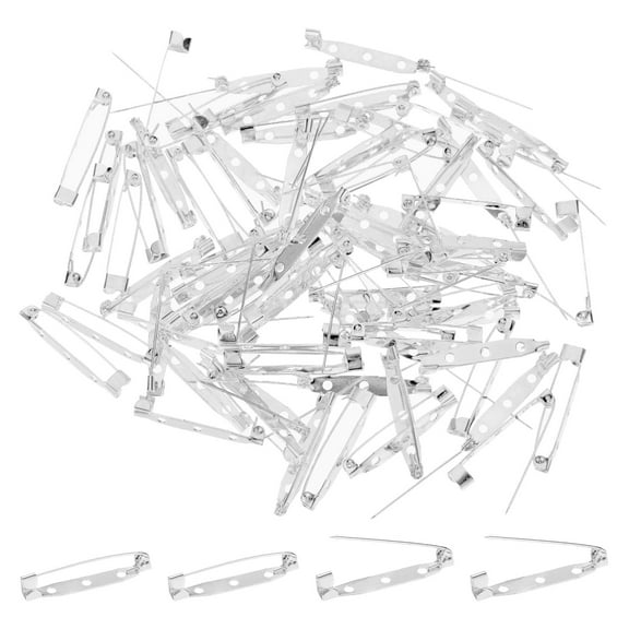 60-Pack Bar Pins, 1.4 Inch Brooch Pin Backs Safety Clasp for Badges/Name Tags/Corsage/DIY Crafting Sewing Fabric[35mm, Silver Tone]