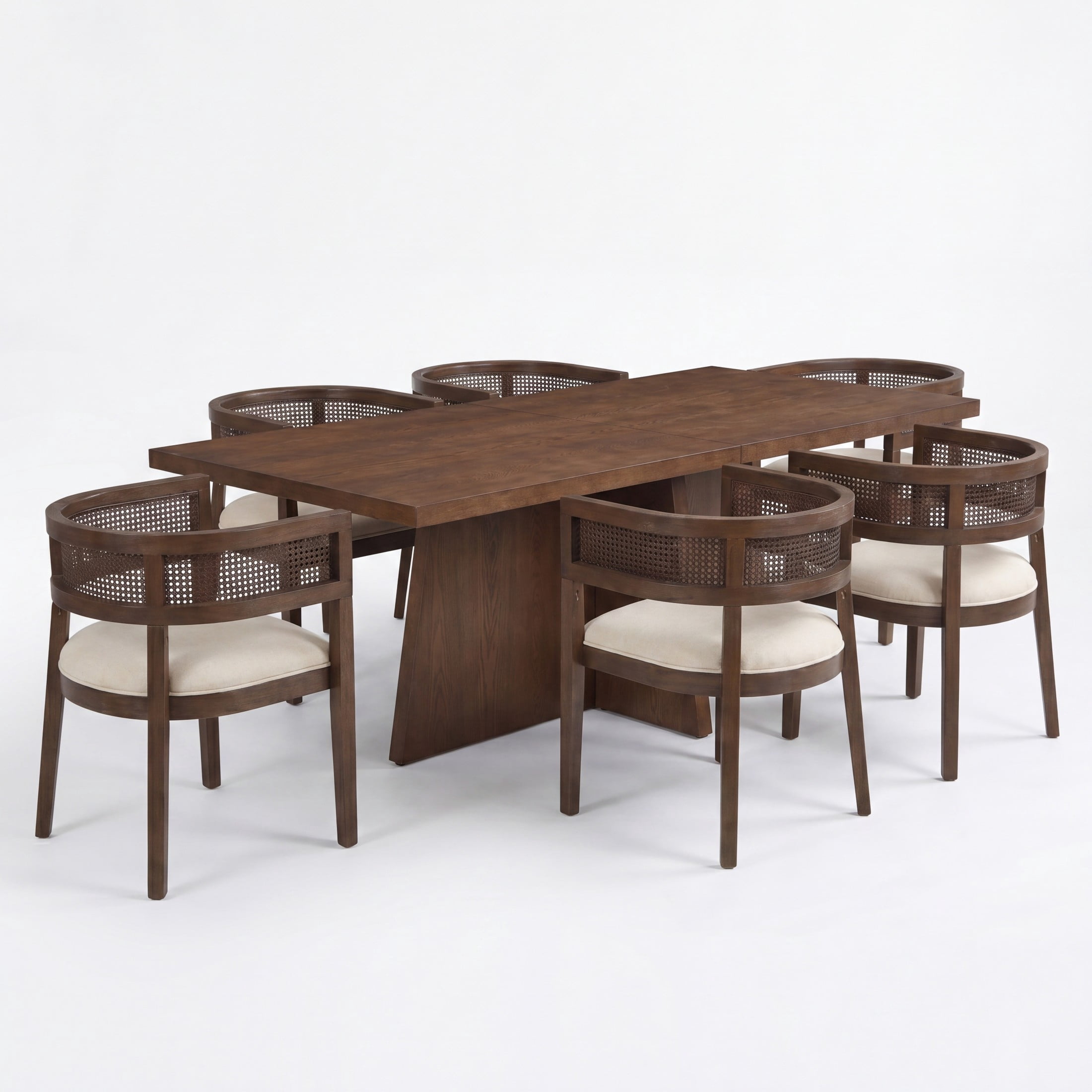 Christopher Knight Home 7-Piece Dining Set, Rectangle Table with Upholstered Wood Chairs, Walnut