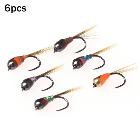 QHUDLV 6pcs Tungsten Perdigon Nymph Fishing Lure For Rainbow Brown Grayling Brook Trout Insect Fishing Artificial Tackle Fishing Bait