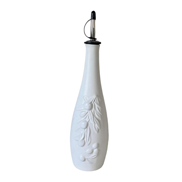 Botella de cerámica para aceite, dispensador de salsa de soja para jarabe de shoyu, aspecto elegante, estilo nórdico. Blanco